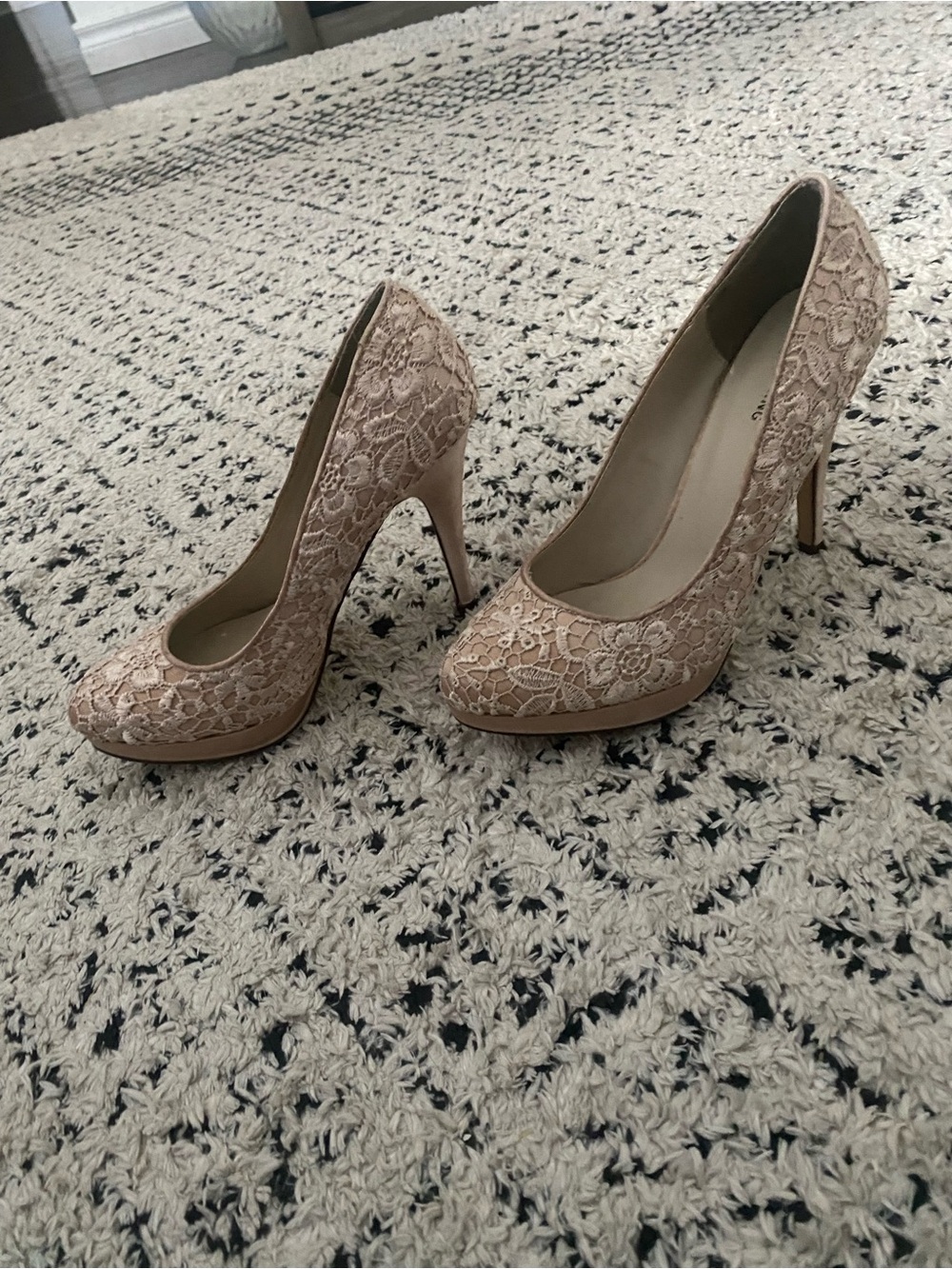 Call It Spring Lace Detail Nude High Heel Pumps - Women's Dress Shoes
